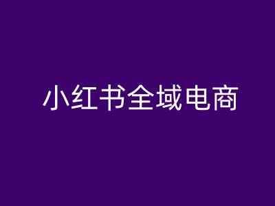 小红书全域电商，小红书电商教程-599资源坊
