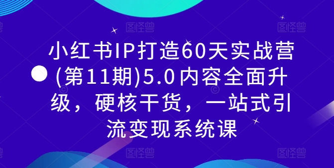 小红书IP打造60天实战营(第11期)5.0​内容全面升级，硬核干货，一站式引流变现系统课-599资源坊