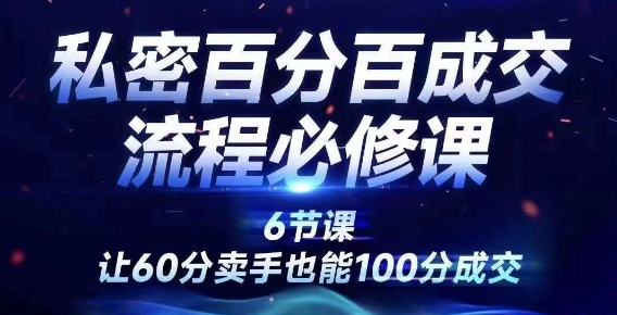私密百分百成交流程线上训练营，绝对成交，让60分卖手也能100分成交-599资源坊