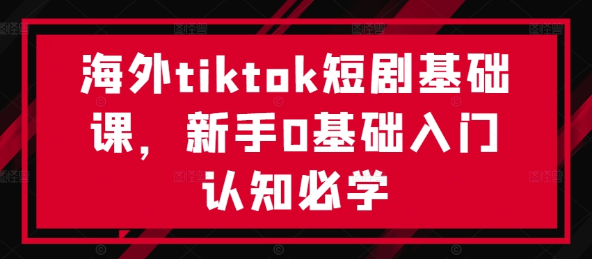 海外tiktok短剧基础课，新手0基础入门认知必学-599资源坊