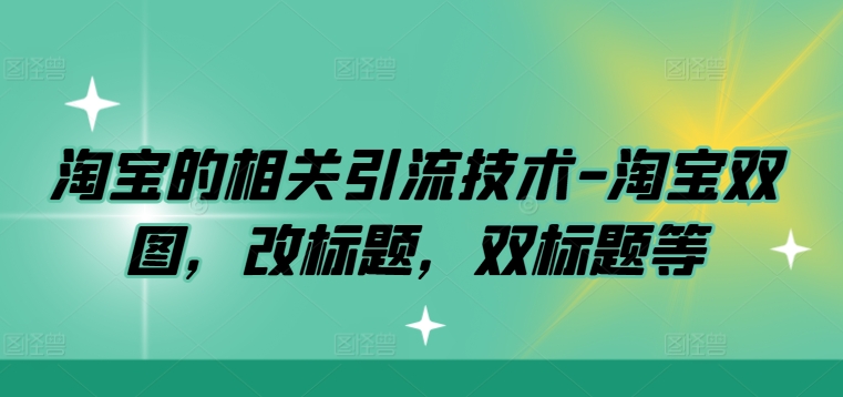 淘宝的相关引流技术-淘宝双图，改标题，双标题等-599资源坊