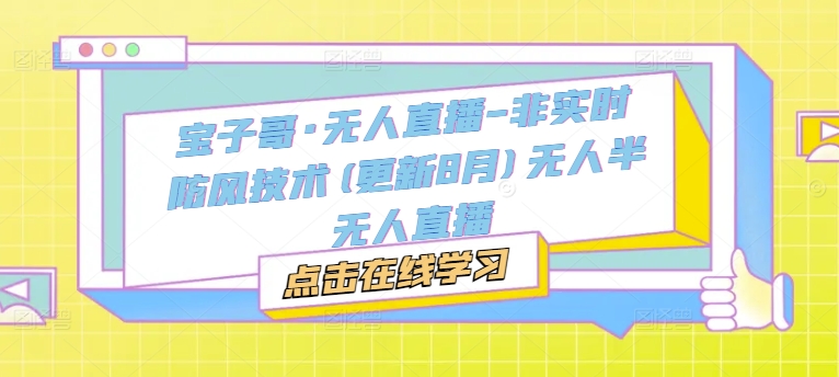 宝子哥·无人直播-非实时防风技术(更新9月)无人半无人直播-599资源坊