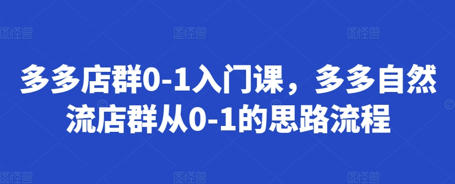 多多店群0-1入门课，多多自然流店群从0-1的思路流程-599资源坊