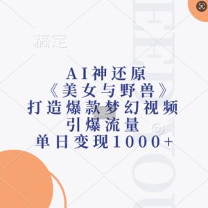 AI神还原《美女与野兽》,打造爆款梦幻视频,引爆流量,单日变现1k-599资源坊