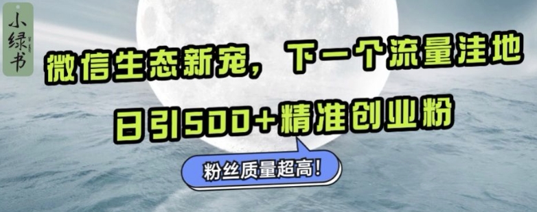 微信生态新宠小绿书：下一个流量洼地，日引500+精准创业粉，粉丝质量超高-599资源坊