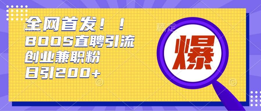 通过Boss直聘，每天轻松钓到200+多条创业大鱼的秘籍【揭秘】-599资源坊