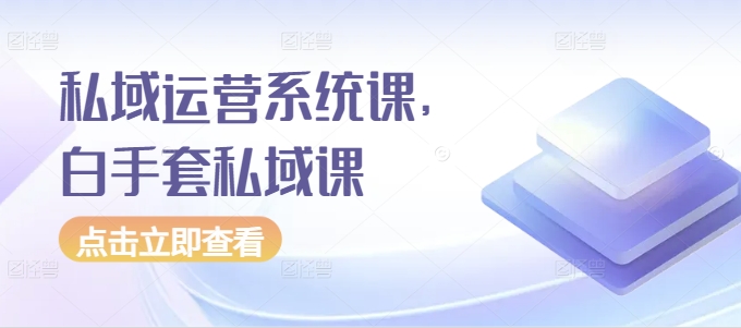 私域运营系统课，白手套私域课-599资源坊
