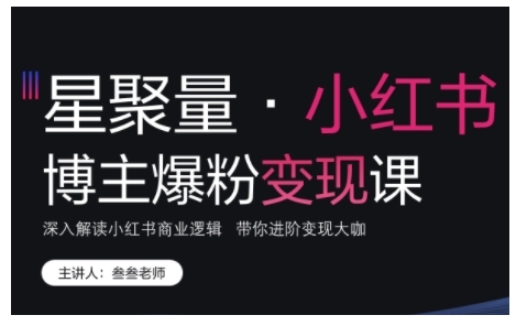 小红书博主爆粉变现课，深入解读小红书商业逻辑，带你进阶变现大咖-599资源坊