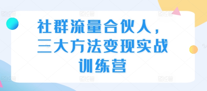 社群流量合伙人，三大方法变现实战训练营-599资源坊