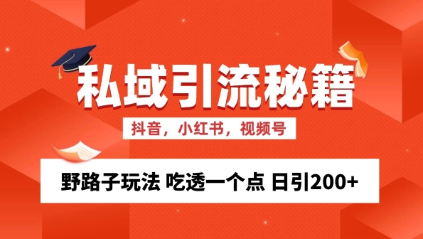 私域流量的精准化获客方法 野路子玩法 吃透一个点 日引200+ 【揭秘】-599资源坊