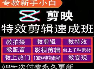 剪映特效教程和运营变现教程，特效剪辑速成班，专教新手小白-599资源坊