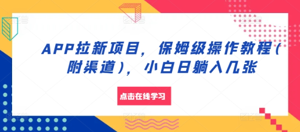 APP拉新项目，保姆级操作教程(附渠道)，小白日躺入几张【揭秘】-599资源坊