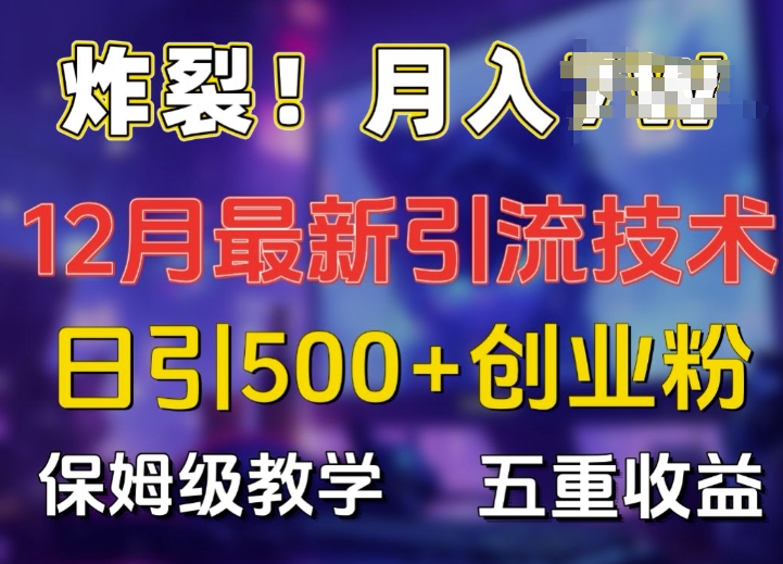 炸裂!揭秘12月最新日引流500+精准创业粉，多重收益保姆级教学-599资源坊
