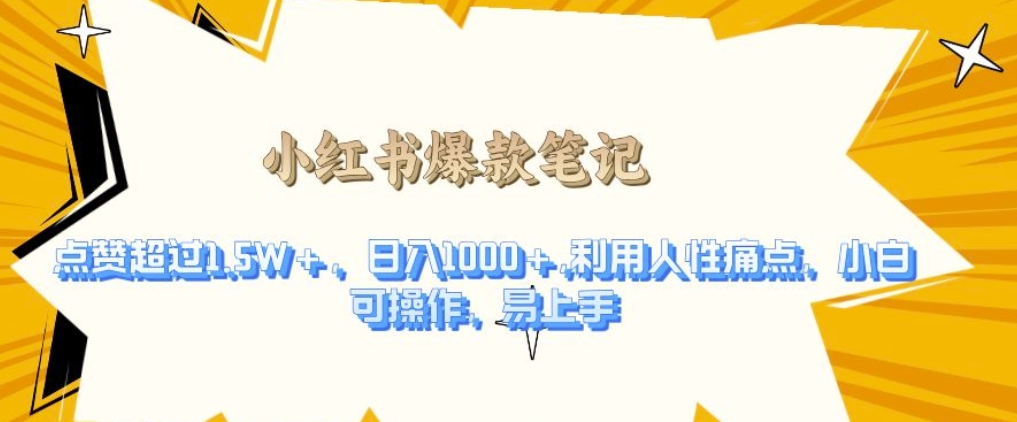 利用人性的痛点，打造爆款笔记，获得点赞超过1.5W+，日入1k【揭秘】-599资源坊