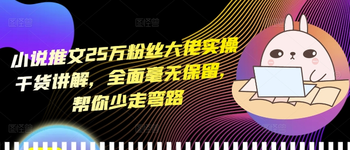小说推文25万粉丝大佬实操干货讲解，全面毫无保留，帮你少走弯路-599资源坊