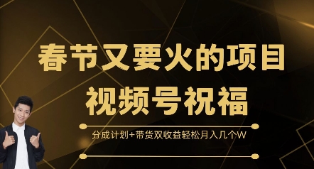 春节又要火的项目视频号祝福，分成计划+带货双收益，轻松月入几个W【揭秘】-599资源坊