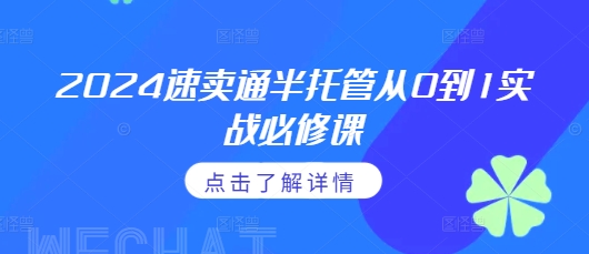 2024速卖通半托管从0到1实战必修课，掌握通投广告打法、熟悉速卖通半托管的政策细节-599资源坊