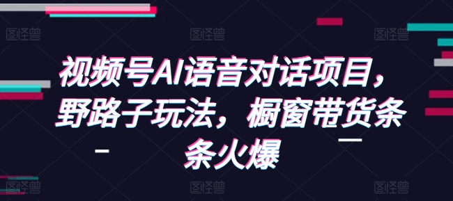 视频号AI语音对话项目，野路子玩法，橱窗带货条条火爆-599资源坊