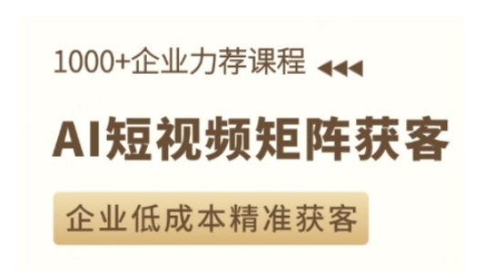 AI短视频矩阵获客实操课，企业低成本精准获客-599资源坊