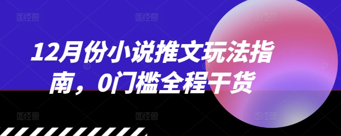 12月份小说推文玩法指南，0门槛全程干货-599资源坊