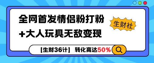 【生财36计】全网首发情侣粉打粉+大人玩具无敌变现-599资源坊