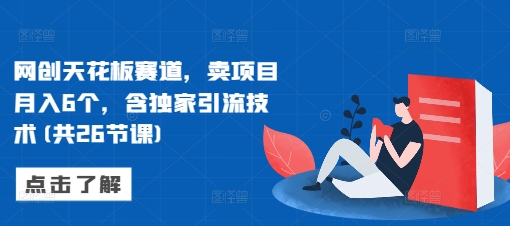 网创天花板赛道，卖项目月入6个，含独家引流技术(共26节课)-599资源坊