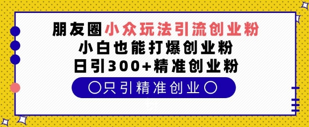 朋友圈小众玩法引流创业粉，小白也能打爆创业粉，日引300+精准创业粉【揭秘】-599资源坊