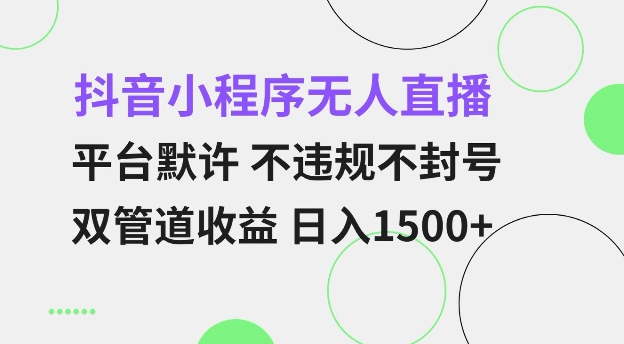 抖音小程序无人直播 平台默许 不违规不封号 双管道收益 日入多张 小白也能轻松操作【仅揭秘】-599资源坊