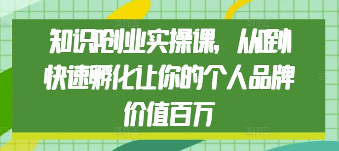 知识IP创业实操课，从0到1快速孵化让你的个人品牌价值百万-599资源坊
