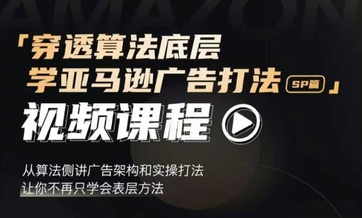 穿透算法底层，学亚马逊广告打法SP篇，从算法侧讲广告架构和实操打法，让你不再只学会表层方法-599资源坊