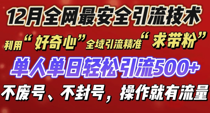 12 月份全网最安全引流创业粉技术来袭，不封号不废号，有操作就有流量【揭秘】-599资源坊