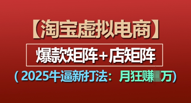 淘宝虚拟电商，2025牛逼新打法：爆款矩阵+店矩阵，月入过万-599资源坊