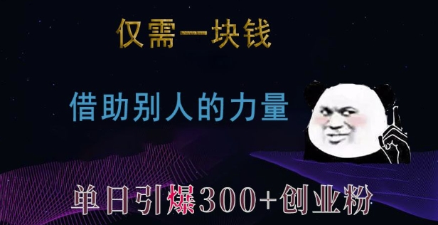 仅需一块钱，借助别人的力量，单日引爆300+创业粉、兼职粉【揭秘】-599资源坊