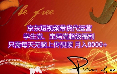 京东短视频带货代运营，学生党、宝妈党超级福利，只需每天无脑上传视频，月入8000+【仅揭秘】-599资源坊