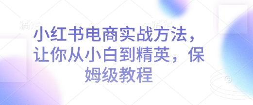 小红书电商实战方法，让你从小白到精英，保姆级教程-599资源坊