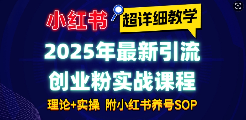 2025年最新小红书引流创业粉实战课程【超详细教学】小白轻松上手，月入1W+，附小红书养号SOP-599资源坊