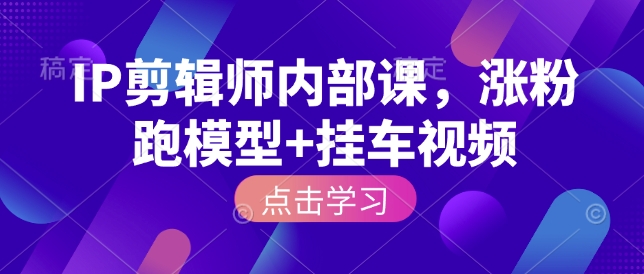 IP剪辑师内部课，涨粉跑模型+挂车视频-599资源坊