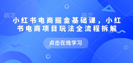 小红书电商掘金课，小红书电商项目玩法全流程拆解-599资源坊
