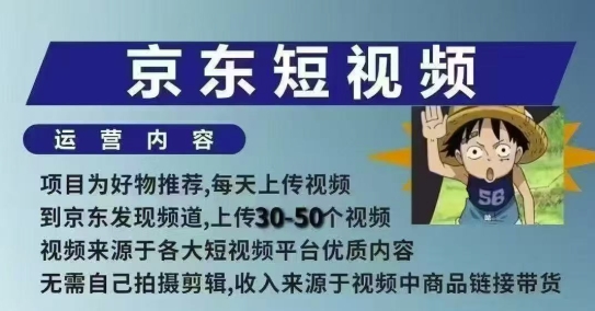 京东短视频带货课，无需自己拍摄剪辑，保姆式教学，两天快速上手-599资源坊