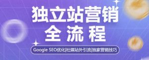 独立站营销全流程,Google SEO优化,社媒站外引流,独家营销技巧-599资源坊