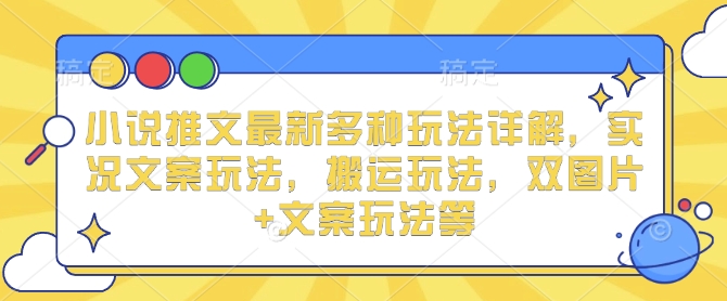 小说推文最新多种玩法详解，实况文案玩法，搬运玩法，双图片+文案玩法等-599资源坊