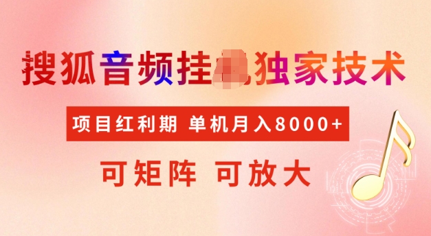 首发搜狐音频挂JI，项目红利期，可矩阵可放大，稳定月入5k【揭秘】-599资源坊