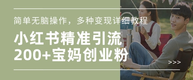 小红书混剪日引200+宝妈创业粉，简单无脑操作，多种变现详细教程-599资源坊