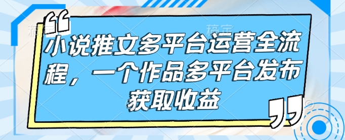 小说推文多平台运营全流程，一个作品多平台发布获取收益-599资源坊
