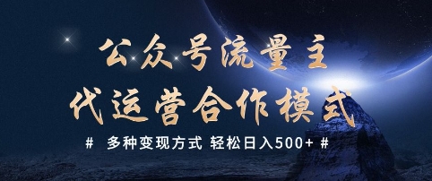 公众号流量主代运营  多种变现方式 轻松日入5张【揭秘】-599资源坊