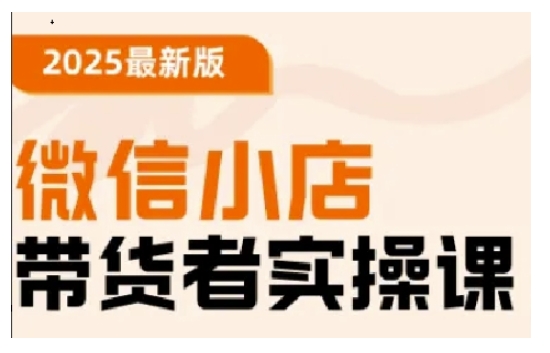 2025最新版微信小店带货者实操课，基础操作到高级运营技巧，快速上手-599资源坊