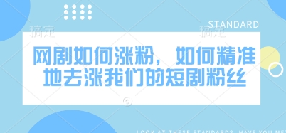 网剧如何涨粉，如何精准地去涨我们的短剧粉丝-599资源坊