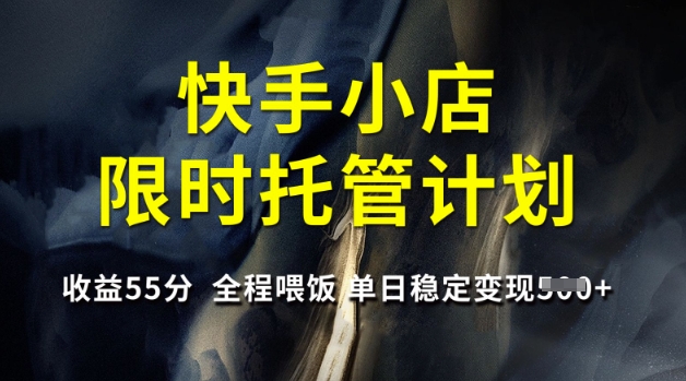 快手小店限时托管计划，收益55分，全程喂饭，单日稳定变现5张【揭秘】-599资源坊