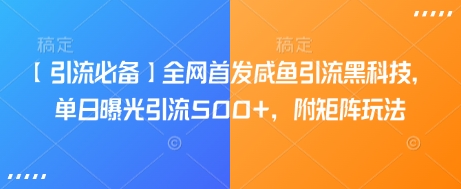 【引流必备】全网首发咸鱼引流黑科技，单日曝光引流500+，附矩阵玩法【揭秘】-599资源坊