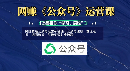 网创赛道公众号运营私密课【公众号注册、赛道选择、话题选择、引流变现】全流程-599资源坊